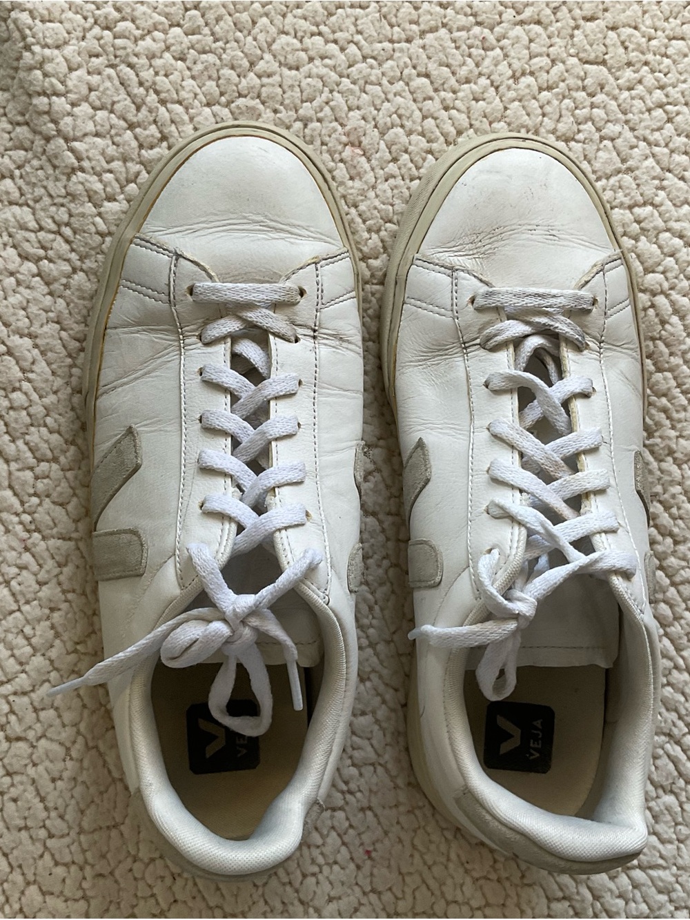Veja Campo Men White Leather Low-Top Sneakers with Suede V Sz 43/10